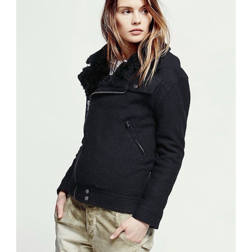 Free People Simple Salute Wool faux Fur Jacket Coat
